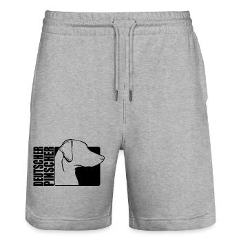 Deutscher Pinscher Profil Hunde Hund Wilsigns - Stanley/Stella Unisex Bio Joggingshorts Trainer  - Grau meliert - Vorne - Nik (191cm) & Marisol (170cm)