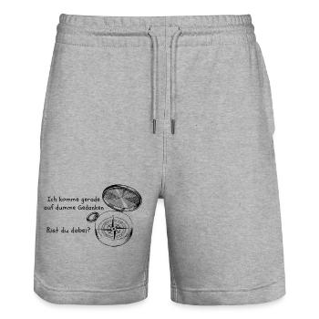 Kompass mit einem witzigen Text - Stanley/Stella Unisex Bio Joggingshorts Trainer  - Grau meliert - Vorne - Nik (191cm) & Marisol (170cm)