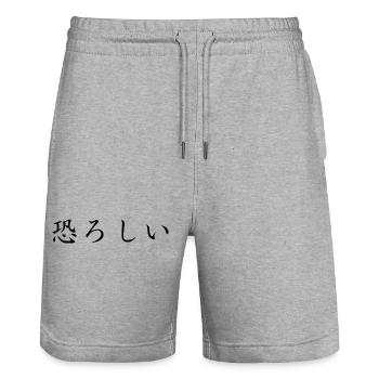 Horrified - Langue japonaise - Short de jogging bio TRAINER Stanley/Stella unisexe - gris chiné - Devant - Nik (191cm) & Marisol (170cm)