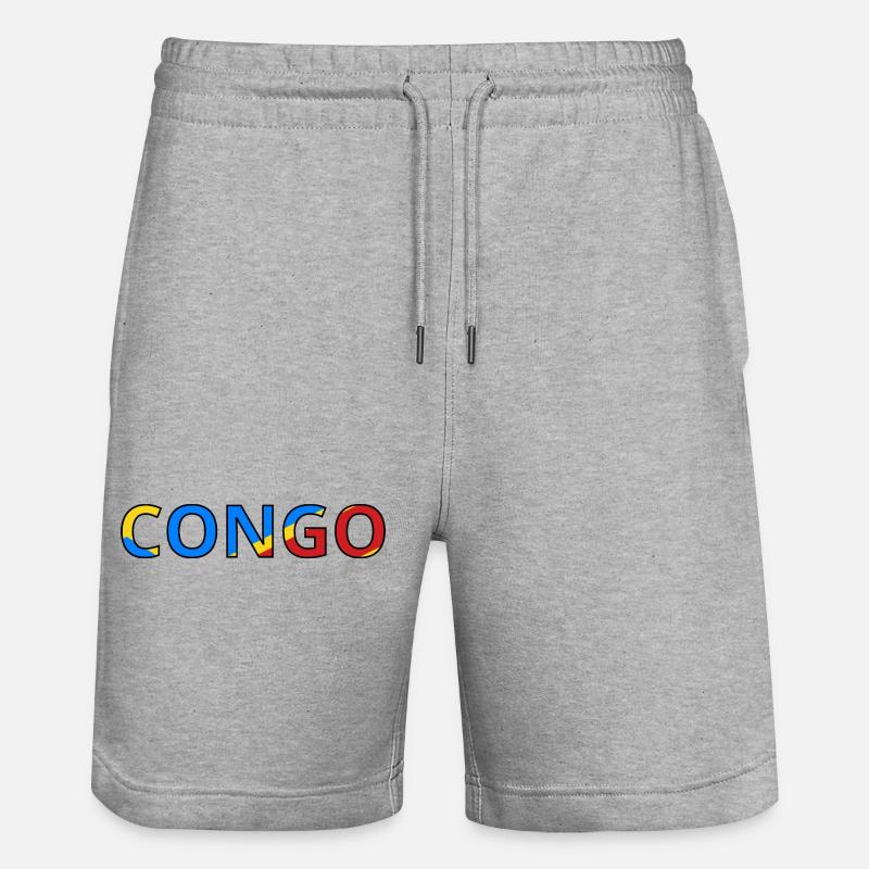 Drapeau Congo (Rép. dém.) - Short de jogging bio TRAINER Stanley/Stella unisexe - gris chiné