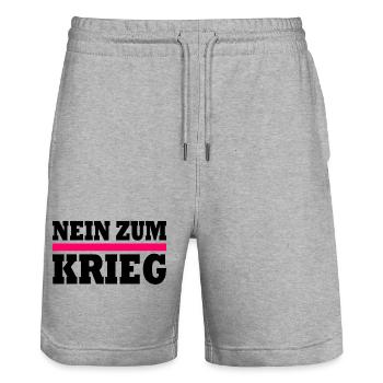 Nein zum krieg - Stanley/Stella Unisex Bio Joggingshorts Trainer  - Grau meliert - Vorne - Nik (191cm) & Marisol (170cm)
