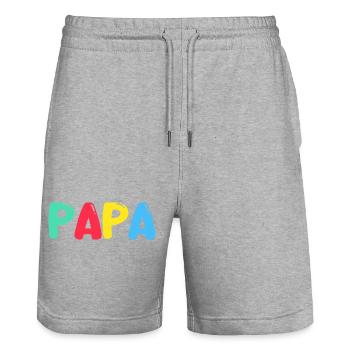 Papa - Short de jogging bio TRAINER Stanley/Stella unisexe - gris chiné - Devant - Nik (191cm) & Marisol (170cm)