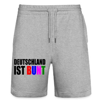 Deutschland ist bunt - Stanley/Stella Unisex Bio Joggingshorts Trainer  - Grau meliert - Vorne - Nik (191cm) & Marisol (170cm)