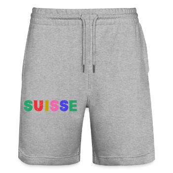 SUISSE - Short de jogging bio TRAINER Stanley/Stella unisexe - gris chiné - Devant - Nik (191cm) & Marisol (170cm)