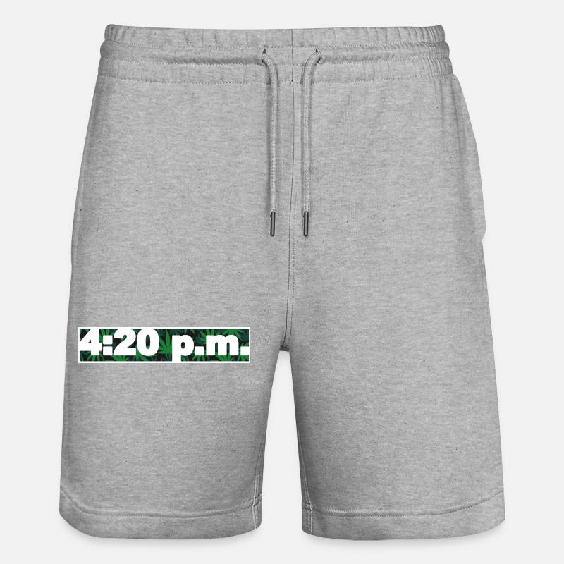 4:20 pm, 420 - Stanley/Stella Trainer Unisex Organic Jogging Shorts - heather grey