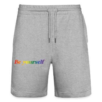 LGBT Pride Month - Be yourself - Stanley/Stella Trainer Unisex Organic Jogging Shorts - heather grey - Front - Nik (191cm) & Marisol (170cm)