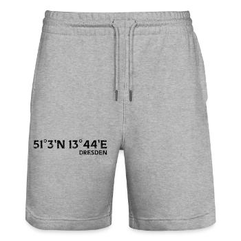 Dresden Souvenir Koordinaten - Stanley/Stella Unisex Bio Joggingshorts Trainer  - Grau meliert - Vorne - Nik (191cm) & Marisol (170cm)