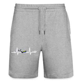 Plongeur Plongée Heartbeat ECG Heart Line Heart - Short de jogging bio TRAINER Stanley/Stella unisexe - gris chiné - Devant - Nik (191cm) & Marisol (170cm)