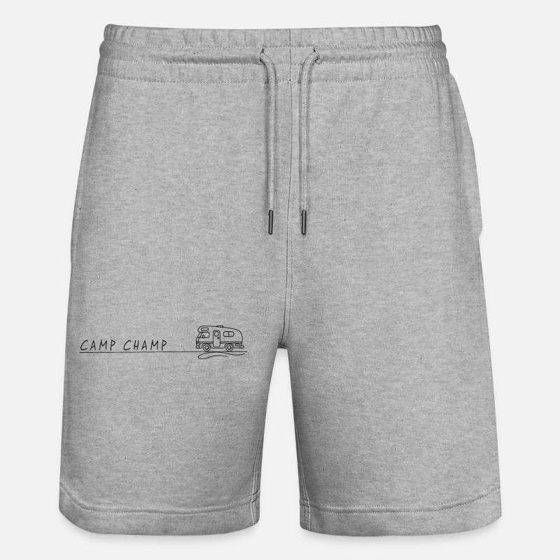 wohnmobil camp champ spruch camping - Stanley/Stella Unisex Bio Joggingshorts Trainer - Grau meliert
