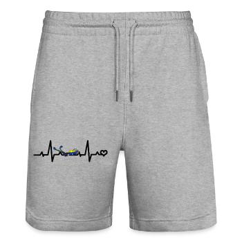 Divers diving snorkeling ECG pulse heartbeat - Stanley/Stella Trainer Unisex Organic Jogging Shorts - heather grey - Front - Nik (191cm) & Marisol (170cm)