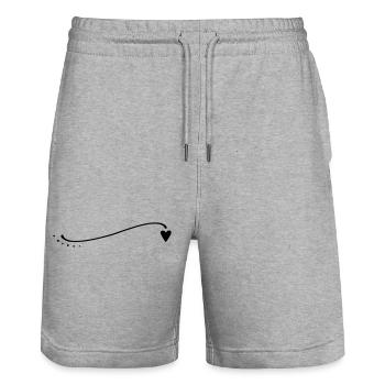 Curved Heart Line - Stanley/Stella Trainer Unisex Organic Jogging Shorts - heather grey - Front - Nik (191cm) & Marisol (170cm)