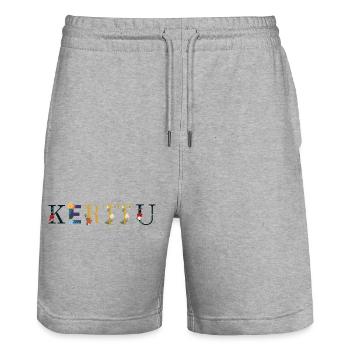 KERTTU name decorated with flowers - Stanley/Stella Trainer Unisex Organic Jogging Shorts - heather grey - Front - Nik (191cm) & Marisol (170cm)