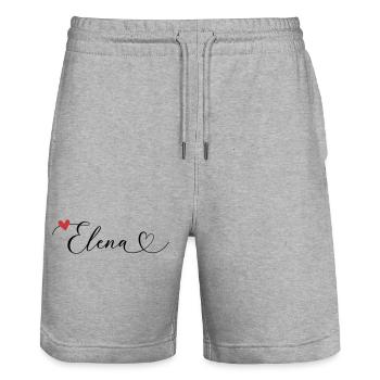 Elena Name Vorname Kalligrafieherz - Stanley/Stella Unisex Bio Joggingshorts Trainer  - Grau meliert - Vorne - Nik (191cm) & Marisol (170cm)