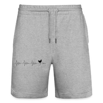 Poulet Heartbeat - Short de jogging bio TRAINER Stanley/Stella unisexe - gris chiné - Devant - Nik (191cm) & Marisol (170cm)