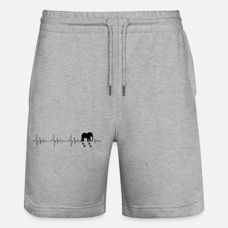 Herzschlag Elefant - Stanley/Stella Unisex Bio Joggingshorts Trainer  - Grau meliert