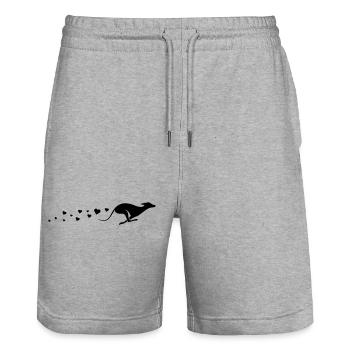 Windhund Liebe – Sighthound Love - Stanley/Stella Trainer Unisex Organic Jogging Shorts - heather grey - Front - Nik (191cm) & Marisol (170cm)