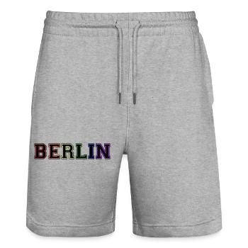 Berlin Varsity Rainbow - Stanley/Stella Trainer Unisex Organic Jogging Shorts - heather grey - Front - Nik (191cm) & Marisol (170cm)