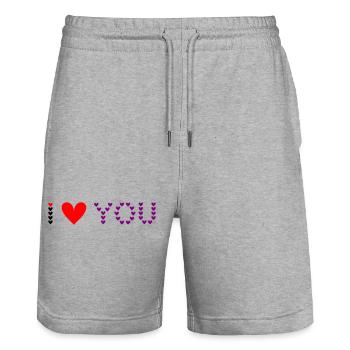 I love you - Herzmuster - Stanley/Stella Unisex Bio Joggingshorts Trainer  - Grau meliert - Vorne - Nik (191cm) & Marisol (170cm)