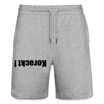 Everything correct - Stanley/Stella Trainer Unisex Organic Jogging Shorts - heather grey - Front - Nik (191cm) & Marisol (170cm)