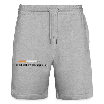 Cigarette Illustration Vintage - Stanley/Stella Trainer Unisex Organic Jogging Shorts - heather grey - Front - Nik (191cm) & Marisol (170cm)