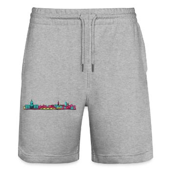 Toulouse City Skyline Basilique Line Art - Stanley/Stella Trainer Unisex Organic Jogging Shorts - heather grey - Front - Nik (191cm) & Marisol (170cm)