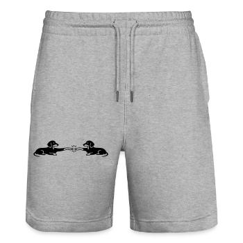 Dackel Pfoten Berührung Michelangelo - Stanley/Stella Unisex Bio Joggingshorts Trainer  - Grau meliert - Vorne - Nik (191cm) & Marisol (170cm)