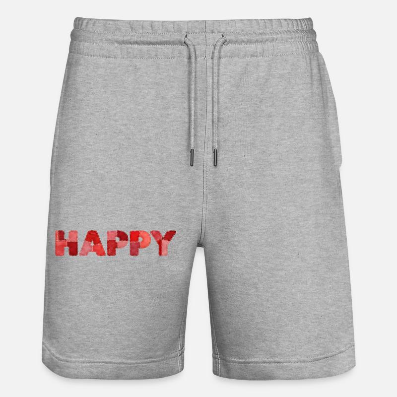 HAPPY Patchwork Stickerei Neuster Trend - Stanley/Stella Unisex Bio Joggingshorts Trainer  - Grau meliert