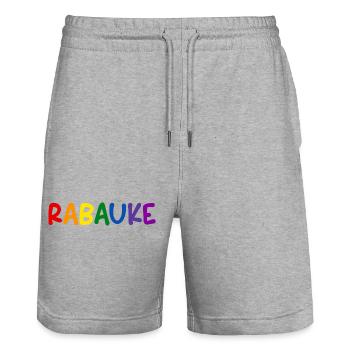 Rabauke Bunte Buchstaben Regenbogen - Stanley/Stella Unisex Bio Joggingshorts Trainer  - Grau meliert - Vorne - Nik (191cm) & Marisol (170cm)