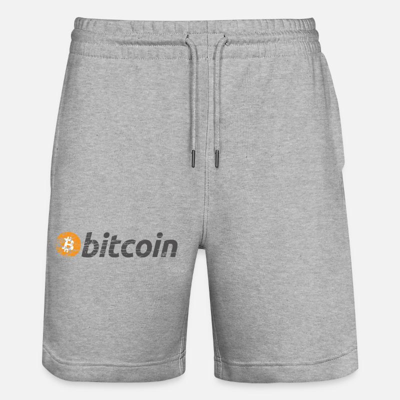 Bitcoin Logo Original BTC - Stanley/Stella Unisex Bio Joggingshorts Trainer  - Grau meliert