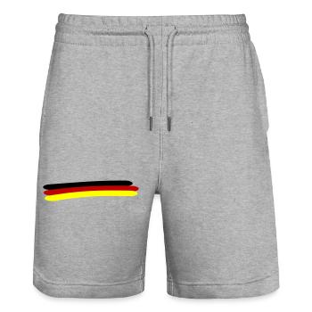 Deutschland Fahne Linie - Stanley/Stella Unisex Bio Joggingshorts Trainer  - Grau meliert - Vorne - Nik (191cm) & Marisol (170cm)
