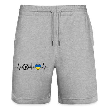 Football ukrainien battement de cœur Drapeau ukrainien - Short de jogging bio TRAINER Stanley/Stella unisexe - gris chiné - Devant - Nik (191cm) & Marisol (170cm)