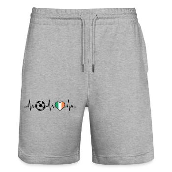 Irland Fußball Herzschlag Irland - Stanley/Stella Unisex Bio Joggingshorts Trainer  - Grau meliert - Vorne - Nik (191cm) & Marisol (170cm)