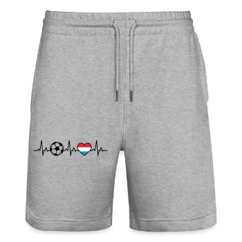 Luxembourg Football Heartbeat Luxembourg - Short de jogging bio TRAINER Stanley/Stella unisexe - gris chiné - Devant - Nik (191cm) & Marisol (170cm)
