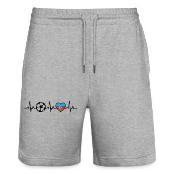 Azerbaijan Football Heartbeat Azerbaijan - Stanley/Stella Trainer Unisex Organic Jogging Shorts - heather grey - Front - Nik (191cm) & Marisol (170cm)