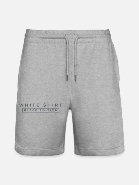 Black Edition on White Shirt - Stanley/Stella Trainer Unisex Organic Jogging Shorts - heather grey