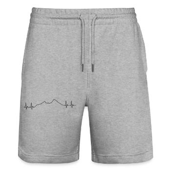 ekg watzmann, mountain, profile, alpine mountaineering pulse - Stanley/Stella Trainer Unisex Organic Jogging Shorts - heather grey - Front - Nik (191cm) & Marisol (170cm)