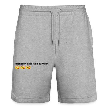 kriegst eh alles was du willst, Politik Österreich - Stanley/Stella Unisex Bio Joggingshorts Trainer  - Grau meliert - Vorne - Nik (191cm) & Marisol (170cm)