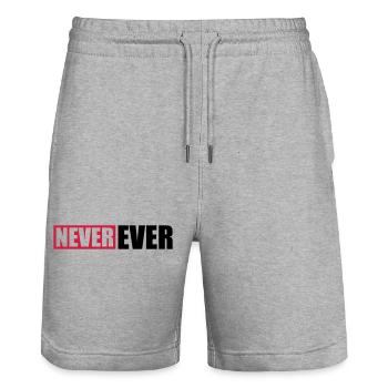 Balken Never Ever - Stanley/Stella Unisex Bio Joggingshorts Trainer  - Grau meliert - Vorne - Nik (191cm) & Marisol (170cm)