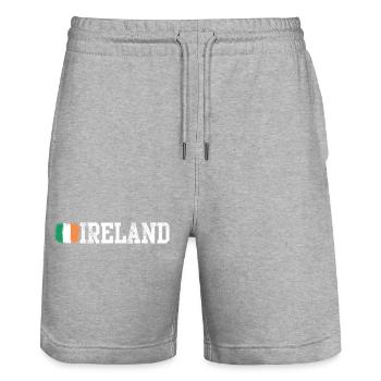 Ireland Brushstroke Tricolor - Stanley/Stella Trainer Unisex Organic Jogging Shorts - heather grey - Front - Nik (191cm) & Marisol (170cm)