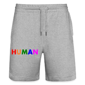 Human - Stanley/Stella Trainer Unisex Organic Jogging Shorts - heather grey - Front - Nik (191cm) & Marisol (170cm)