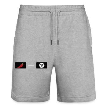 Feuriger Chili-Pfeffer mit Schaf-Design - Stanley/Stella Unisex Bio Joggingshorts Trainer  - Grau meliert - Vorne - Nik (191cm) & Marisol (170cm)
