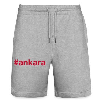 ANKARA Turkey Türkei Hashtag - Stanley/Stella Trainer Unisex Organic Jogging Shorts - heather grey - Front - Nik (191cm) & Marisol (170cm)