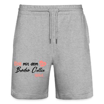 Die mit dem Border Collie geht - Hund Hundeliebhab - Stanley/Stella Unisex Bio Joggingshorts Trainer  - Grau meliert - Vorne - Nik (191cm) & Marisol (170cm)
