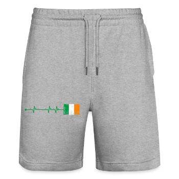 Drapeau de l’Irlande Heartbeat - Short de jogging bio TRAINER Stanley/Stella unisexe - gris chiné - Devant - Nik (191cm) & Marisol (170cm)