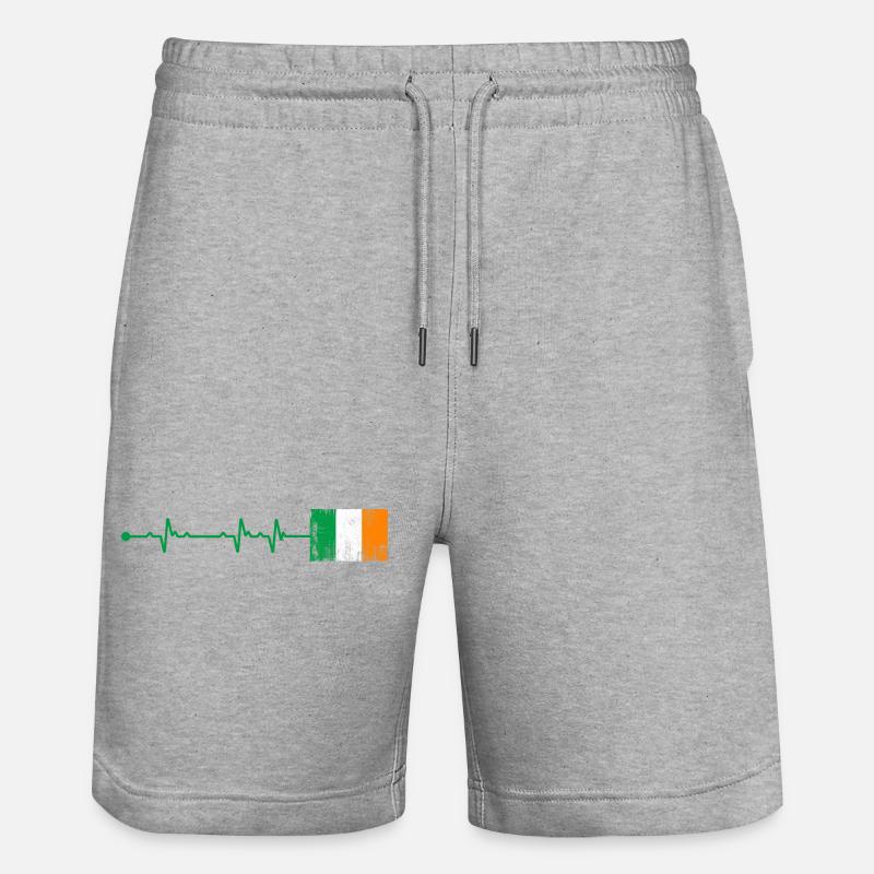 Drapeau de l’Irlande Heartbeat - Short de jogging bio TRAINER Stanley/Stella unisexe - gris chiné