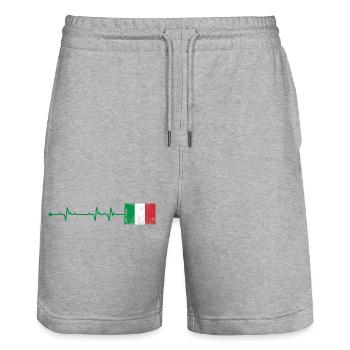 Italy Flag Heartbeat - Stanley/Stella Trainer Unisex Organic Jogging Shorts - heather grey - Front - Nik (191cm) & Marisol (170cm)