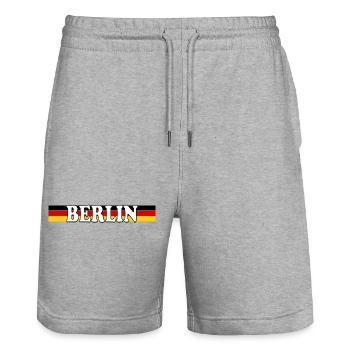 Berlin German Flag Headband - Stanley/Stella Trainer Unisex Organic Jogging Shorts - heather grey - Front - Nik (191cm) & Marisol (170cm)