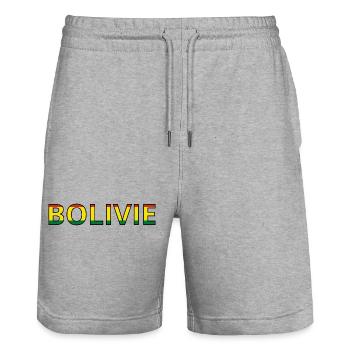 Drapeau Bolivie - Short de jogging bio TRAINER Stanley/Stella unisexe - gris chiné - Devant - Nik (191cm) & Marisol (170cm)