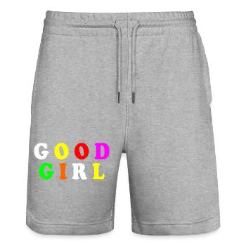 Good girl - Short de jogging bio TRAINER Stanley/Stella unisexe - gris chiné - Devant - Nik (191cm) & Marisol (170cm)