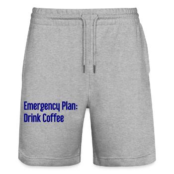 Kaffee-Notfallplan - Stanley/Stella Unisex Bio Joggingshorts Trainer  - Grau meliert - Vorne - Nik (191cm) & Marisol (170cm)